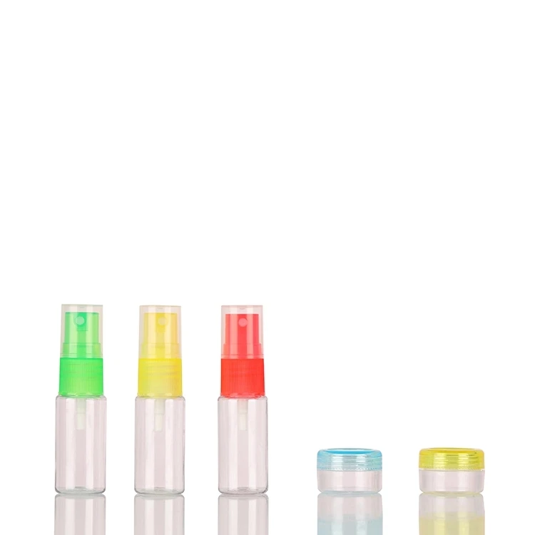 80ml and 60ml PET bottle plastic cosmetic travel kit cosmetic travel set with PVC zipper bag