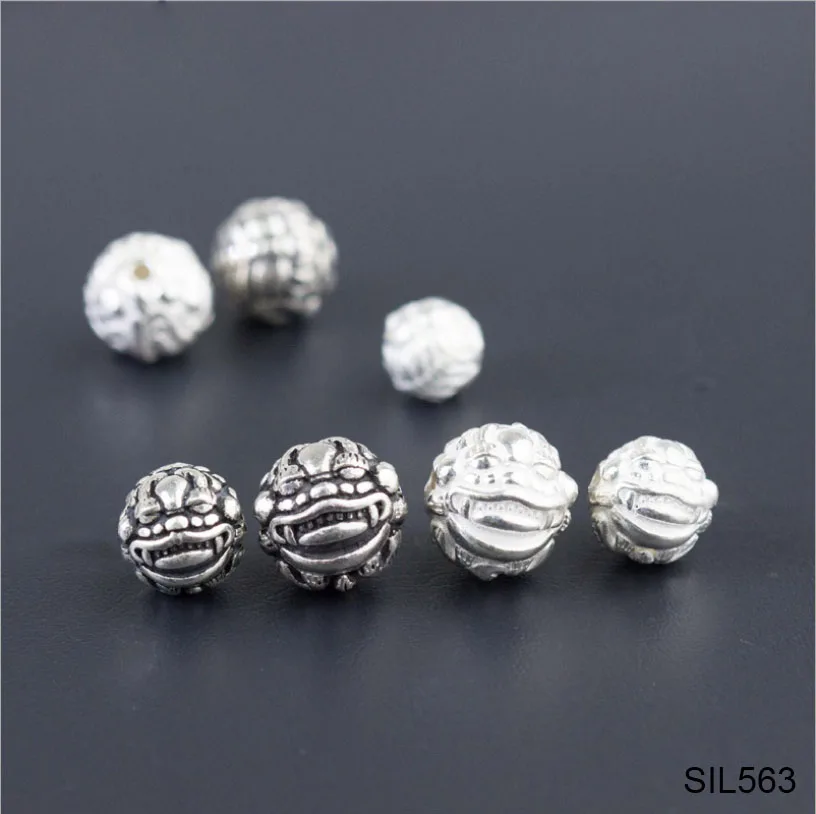 Sterling Silver Pixiu Beads Sterling Good Fortune Pixiu Beads 925 Silver Lion Beads SIL563