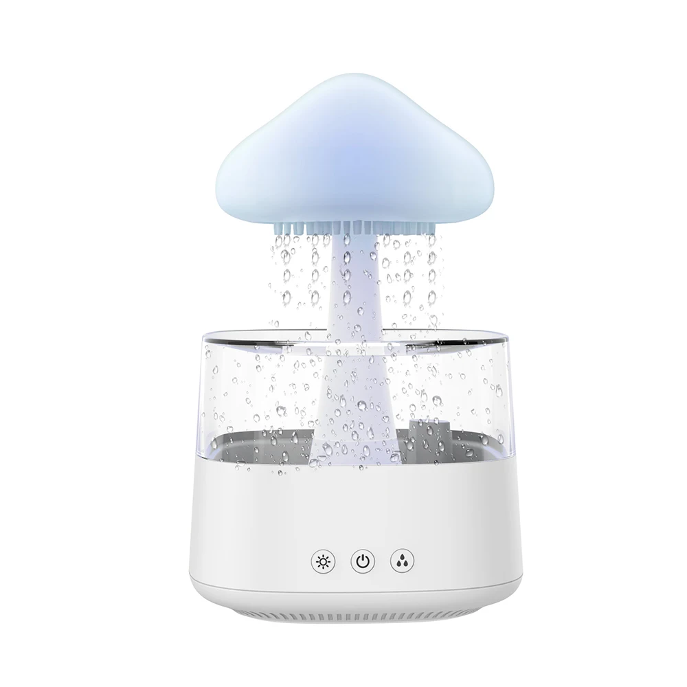 Crisp Water Drip Sound Cloud Raindrop Humidifier Adjustable Water Flow Speed 7 Color Light Rain Frop Cloud Humidifier