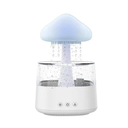 Crisp Water Drip Sound Cloud Raindrop Humidifier Adjustable Water Flow Speed 7 Color Light Rain Frop Cloud Humidifier