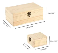 Custom logo wooden box rectangular hinged pine gift jewelry box wooden box