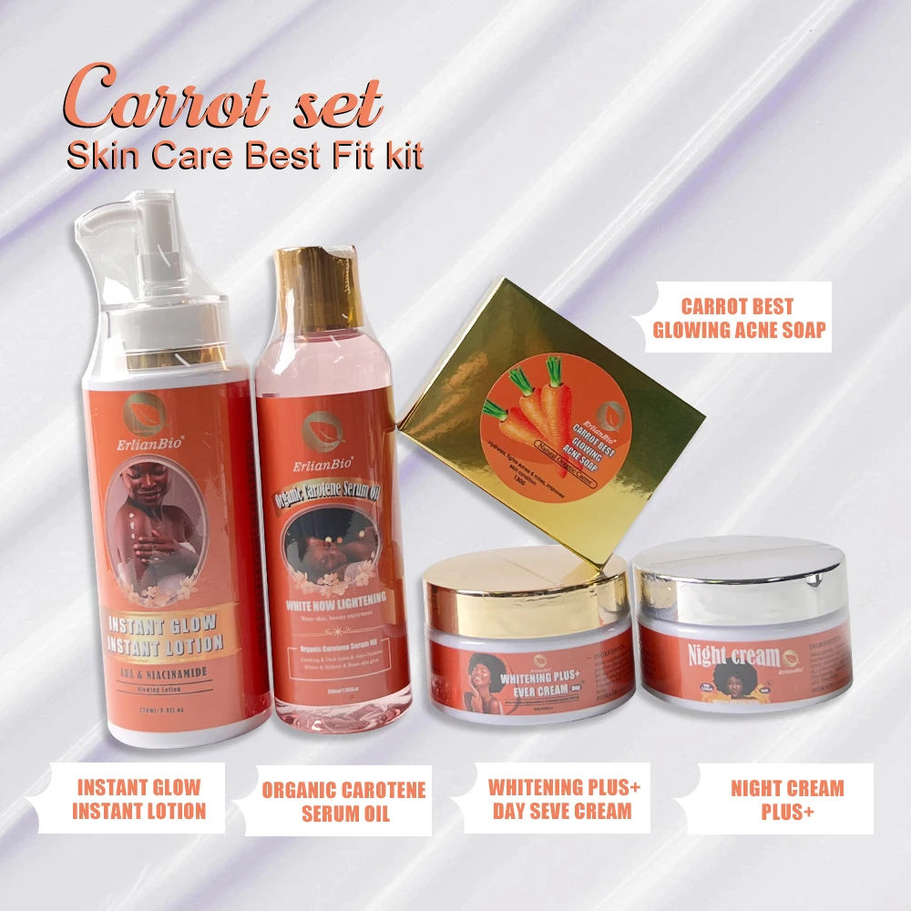 Own Brand organic carrot extract facial whitening skin care set hyaluronic acid moisturizing skin care set