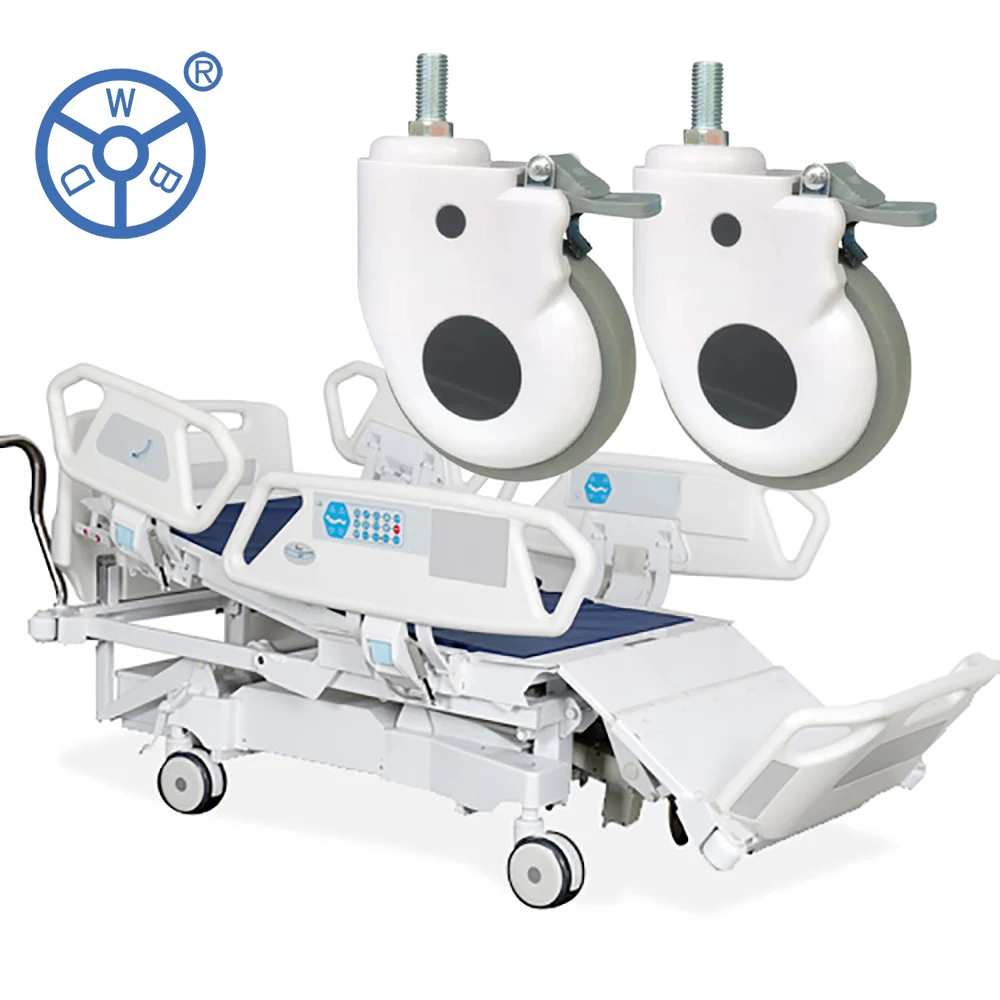 WBD tpr silent durable 125mm medical caster thread stem castors medical hilrom 305 bed wheels