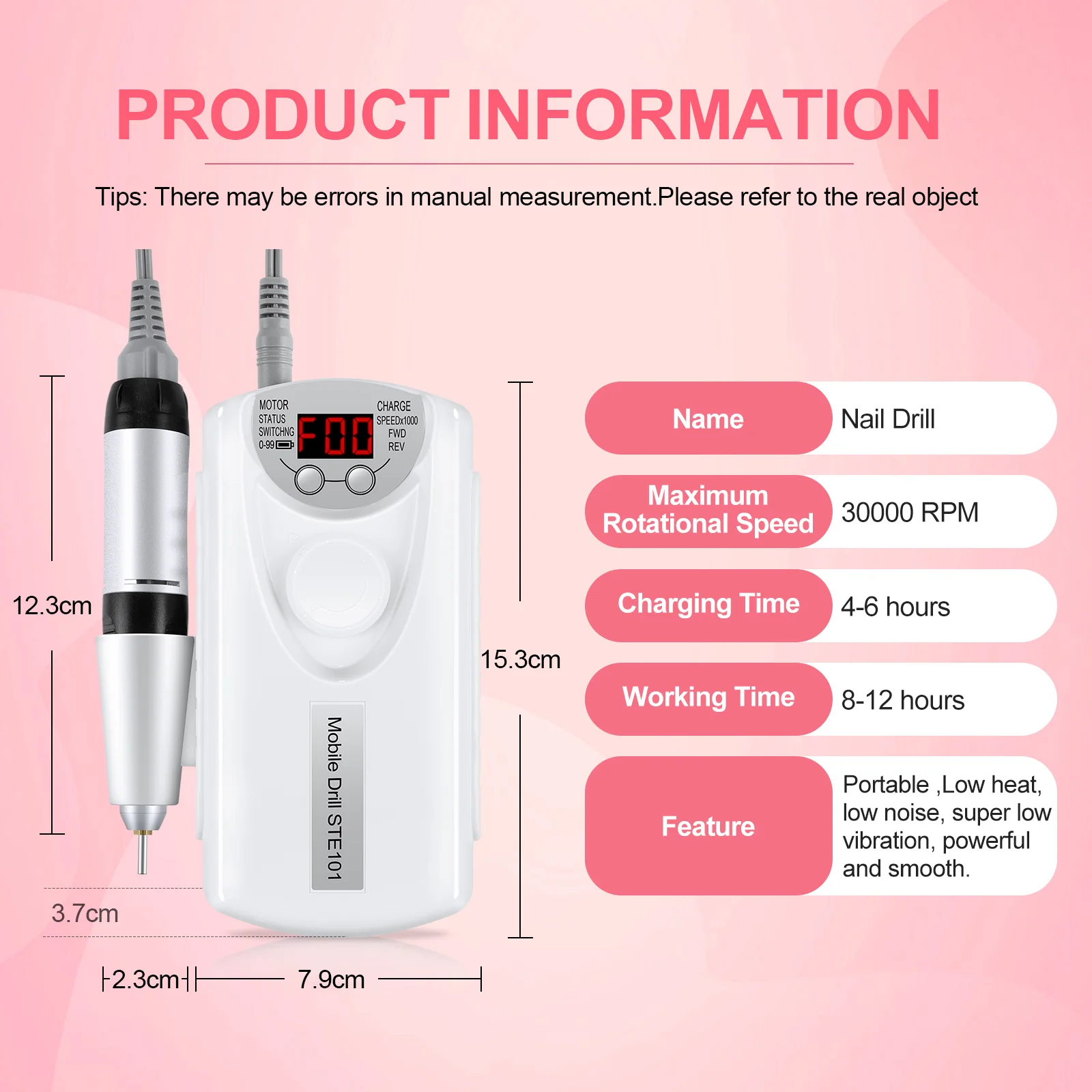 Electric Mobile Nail Drill Machine Set Wholesale Nail Supply High Quality Rechargeable Nail Drill 30000RPM Drill Bits 6pcs