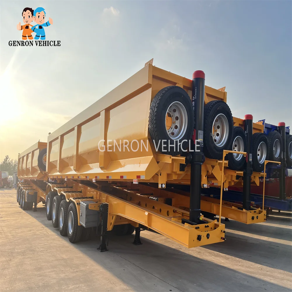 Transporting coal sand and soil Rear Tipper Dump Semi Trailer 4 Axle Heavy Duty Tractor dumper cargo trailer for sale in Niger