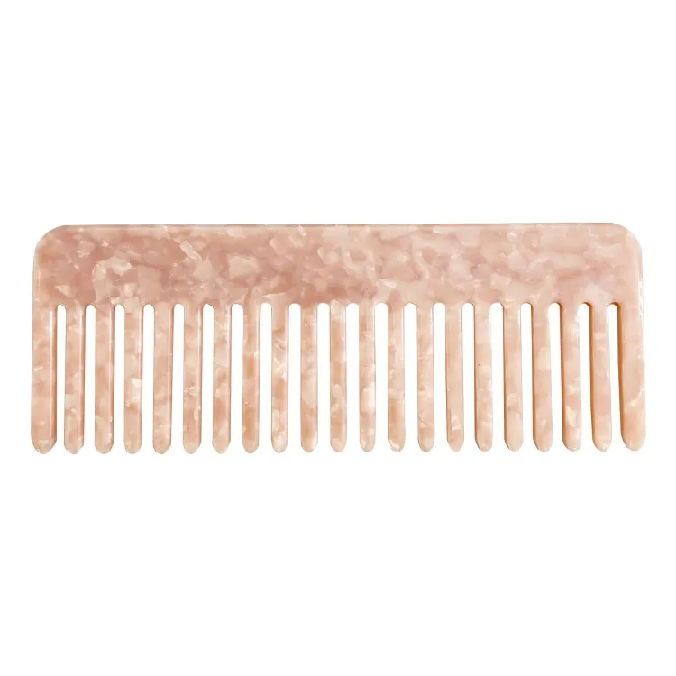 RTS Custom Logo Professional Hair Detangling Acetate Fiber Electro Plating Gold Wide Tooth Comb