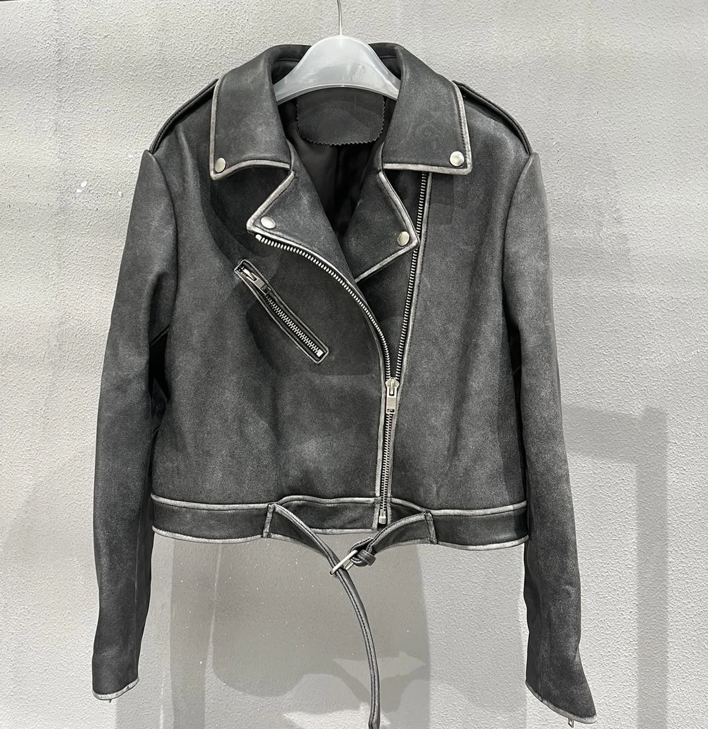 2014 spring new genuine leather jacket brand quality unique sheepskin retro vintage style simple and versatile women jacket