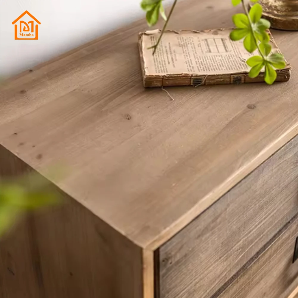 Traditional Solid Wood Small Chinese Drawer Cabinet Vintage Retro Bedside Table With Side End Solid Wood Hand Made Furniture