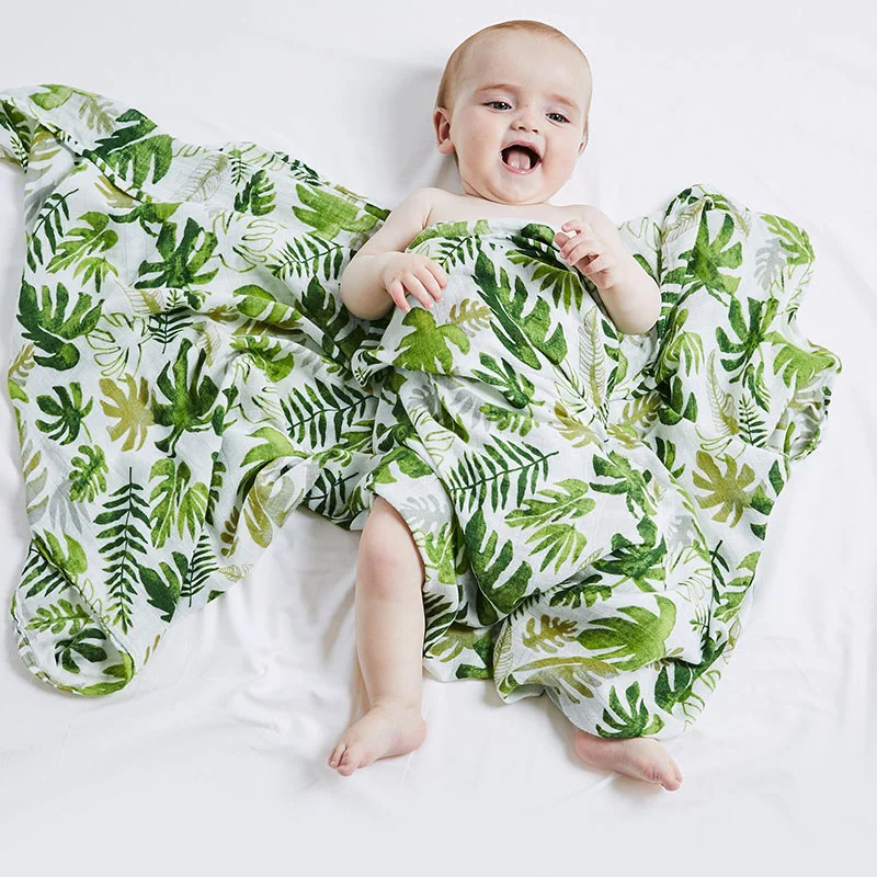 manufacturer custom 120 cm 100% bamboo receiving 100% organic cotton newborns baby muslin swaddle blankets wraps