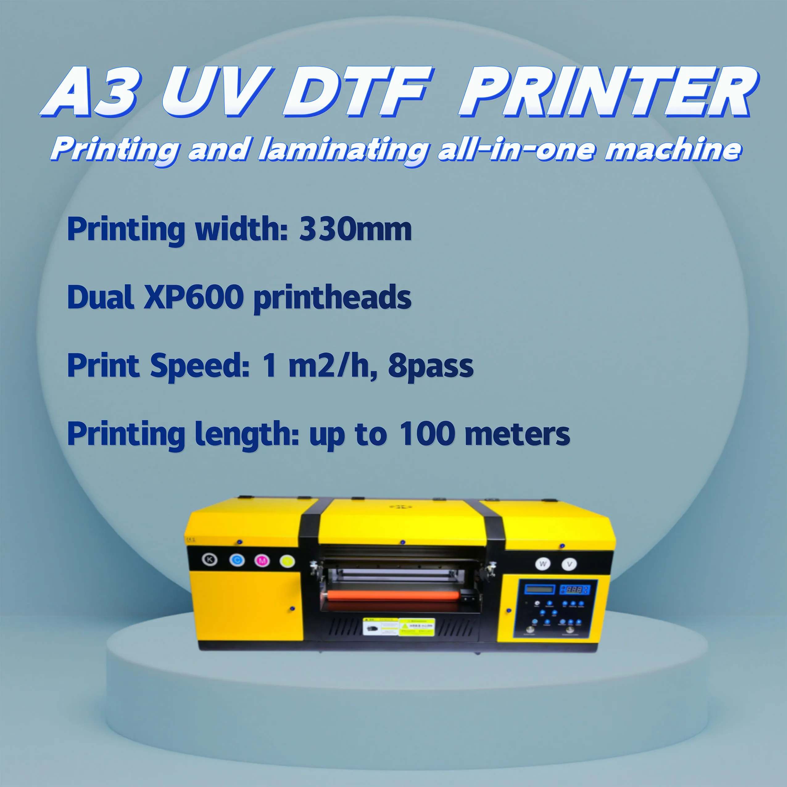 Professional UV Printing Laminating Machine UV Ink DTF Printer A3 Size UV DTF Printer Direct To Film Matching Two XP600 Heads