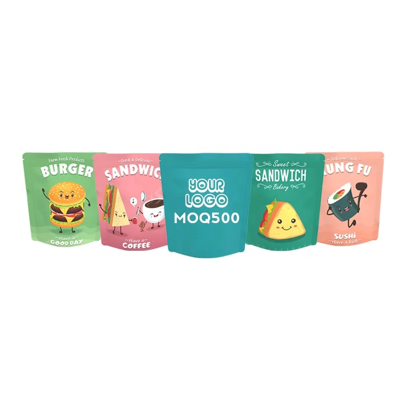 colorful cartoon food standard sandwich zipper bag freezer reusable zipper ziplock food storage bags
