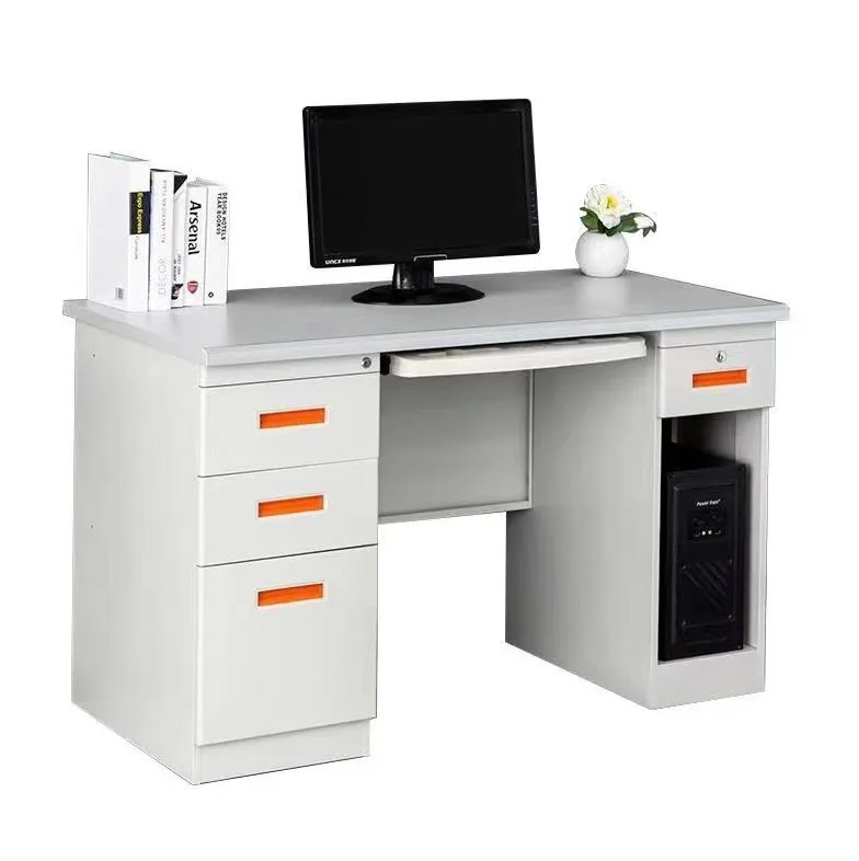 Steel computer table metal computer tables iron office table with drawers Mesa de computadora