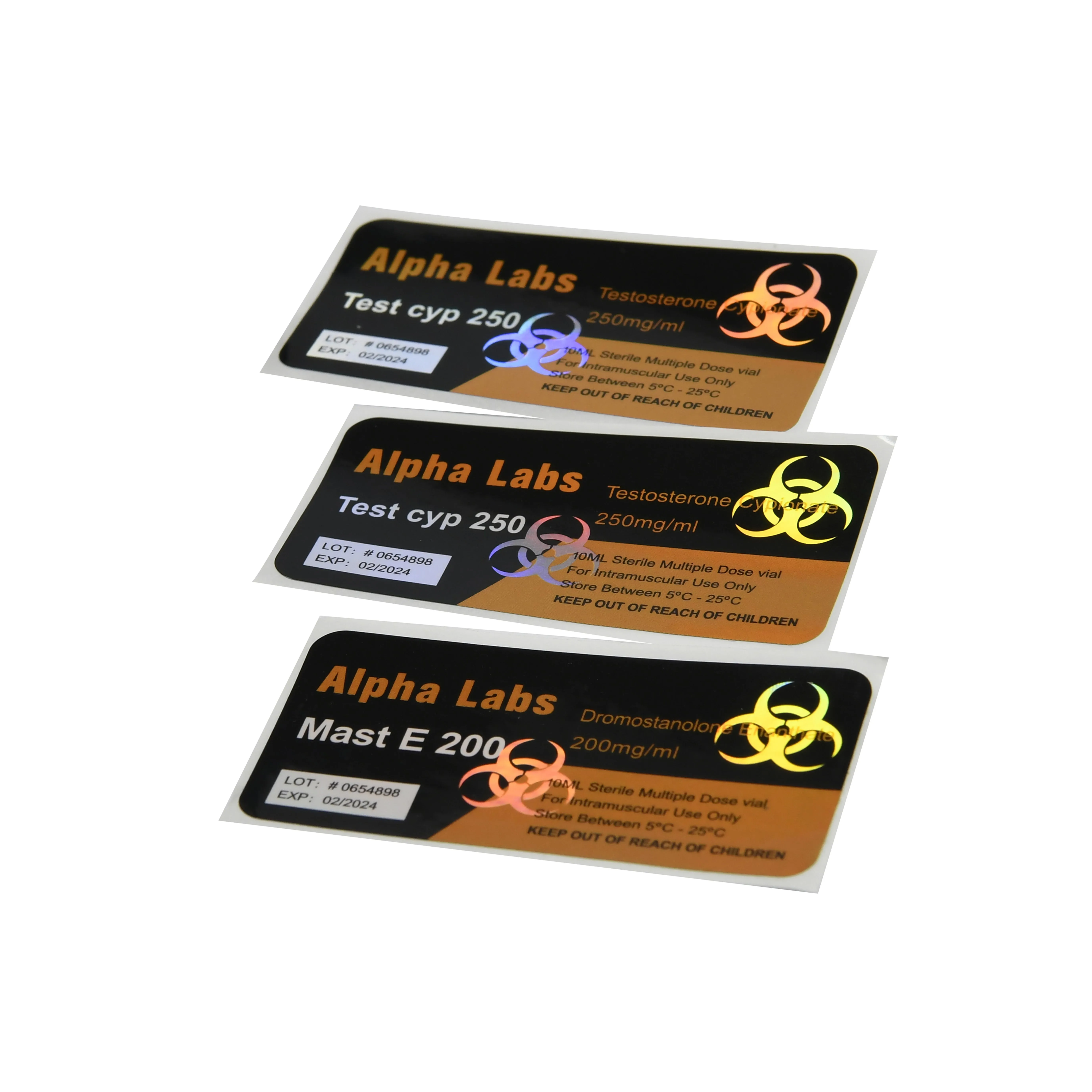 Custom laser 10ml hologram vial labels steroid PHARMA brand