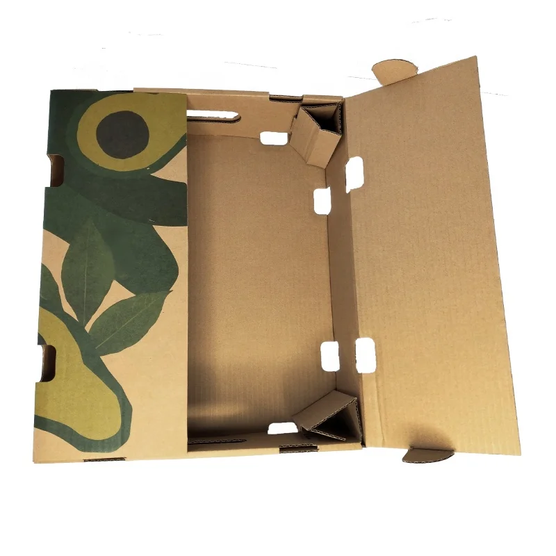 Custom Avocado Packaging Paper Box Fresh Fruit Snack Nut Pack Corrugated Cardboard Carton Box Farm Jumbo Brown Gift Fruit Box