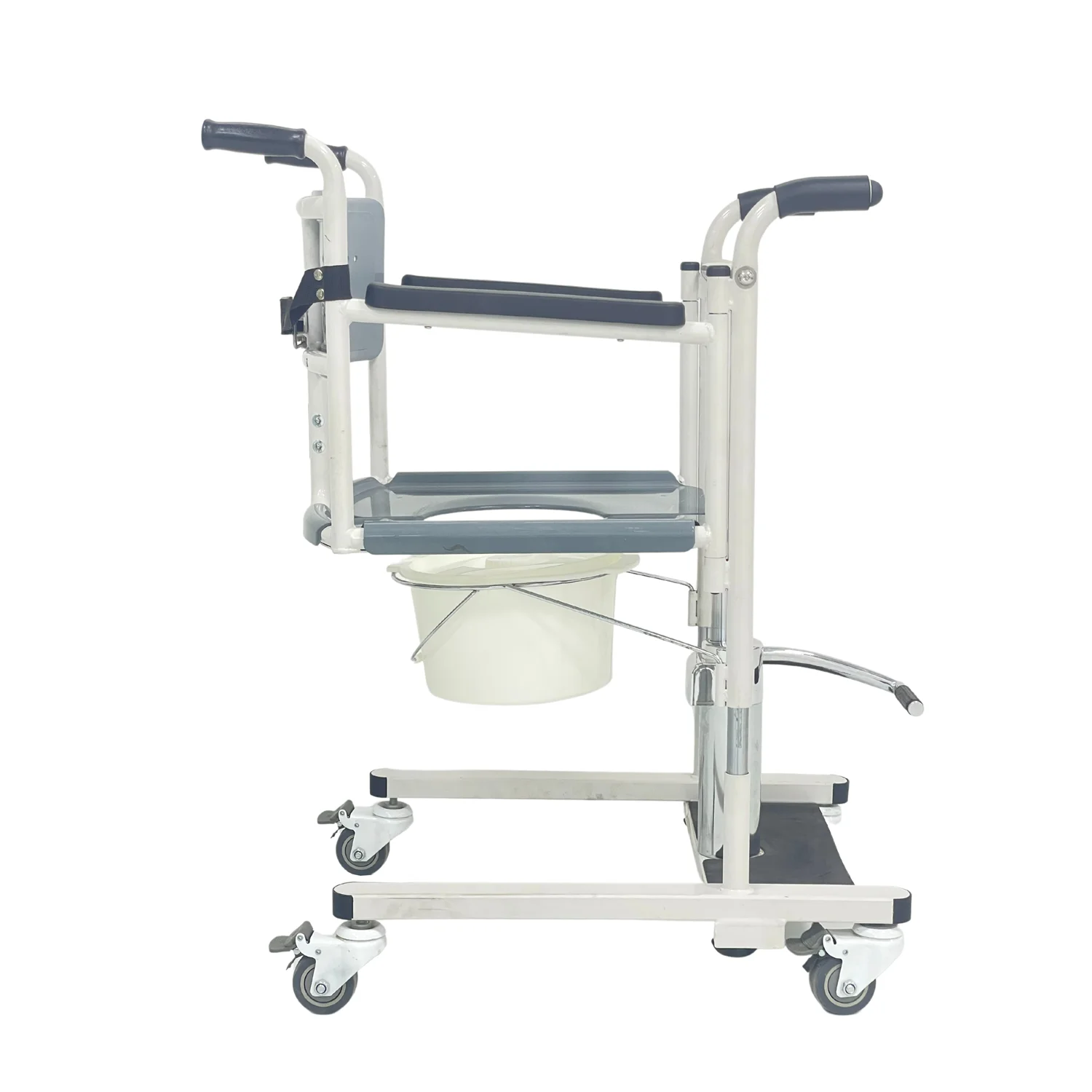 Bliss Medical Adjustable foldable Steel commode chair with wheels for patient and old people