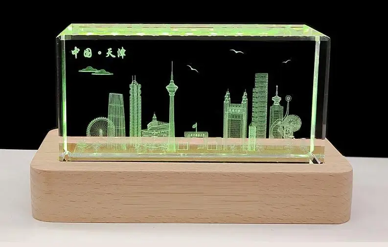 Memorable Glass Beautiful Wedding or Birthday Crystal Image 3D Laser Engraved Crystal Cube Night Lamp