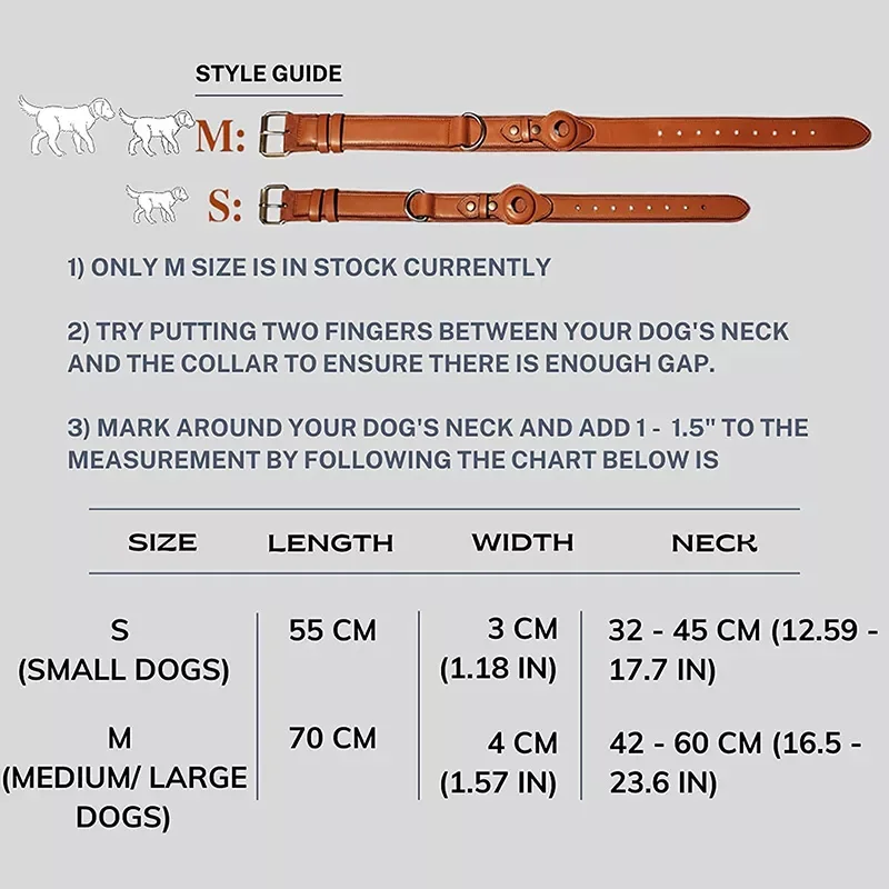 Pet accessories high quality cat GPS dog collar leather airtag dog collar pet dog training collar