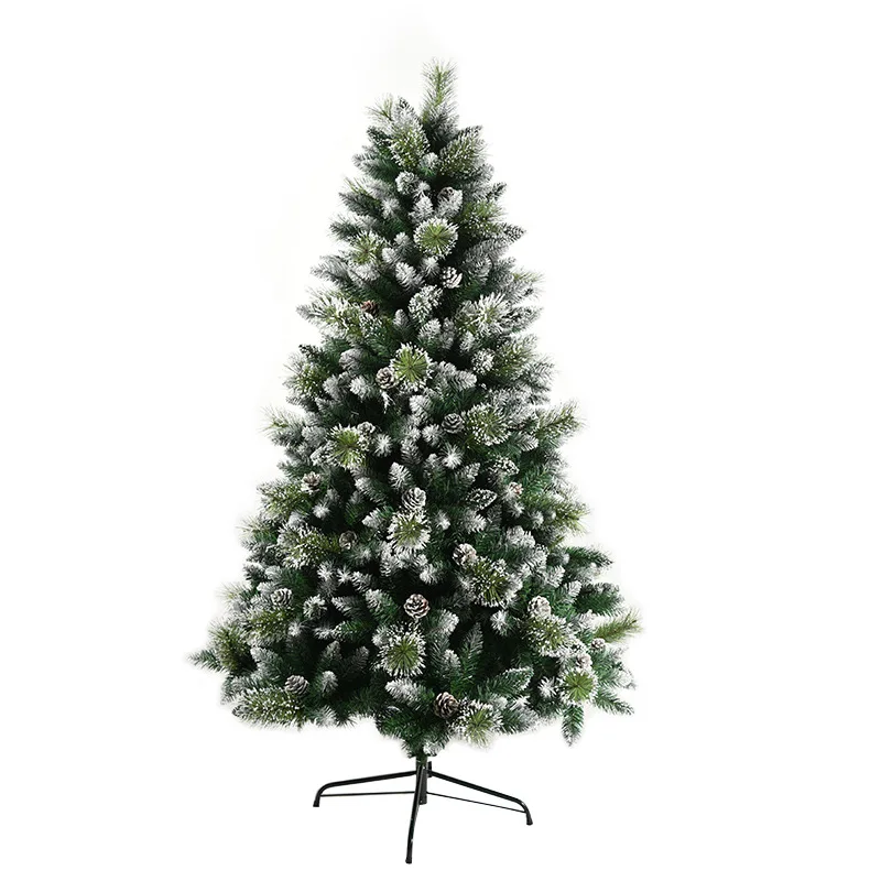 Home Christmas Decoration High Quality 210 cm Green Leaves with Snow Artificial PVC and PE Christmas Tree