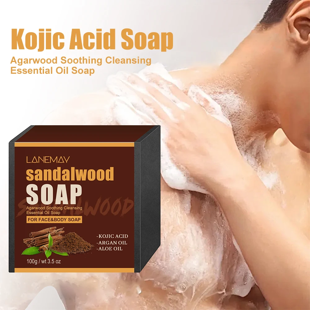 Factory Price Handmade Skin Care Aloe Argan Oil Refresh Acne Pore Pimple Treatment Sandalwood Kojic Acid Soap For Body And Face