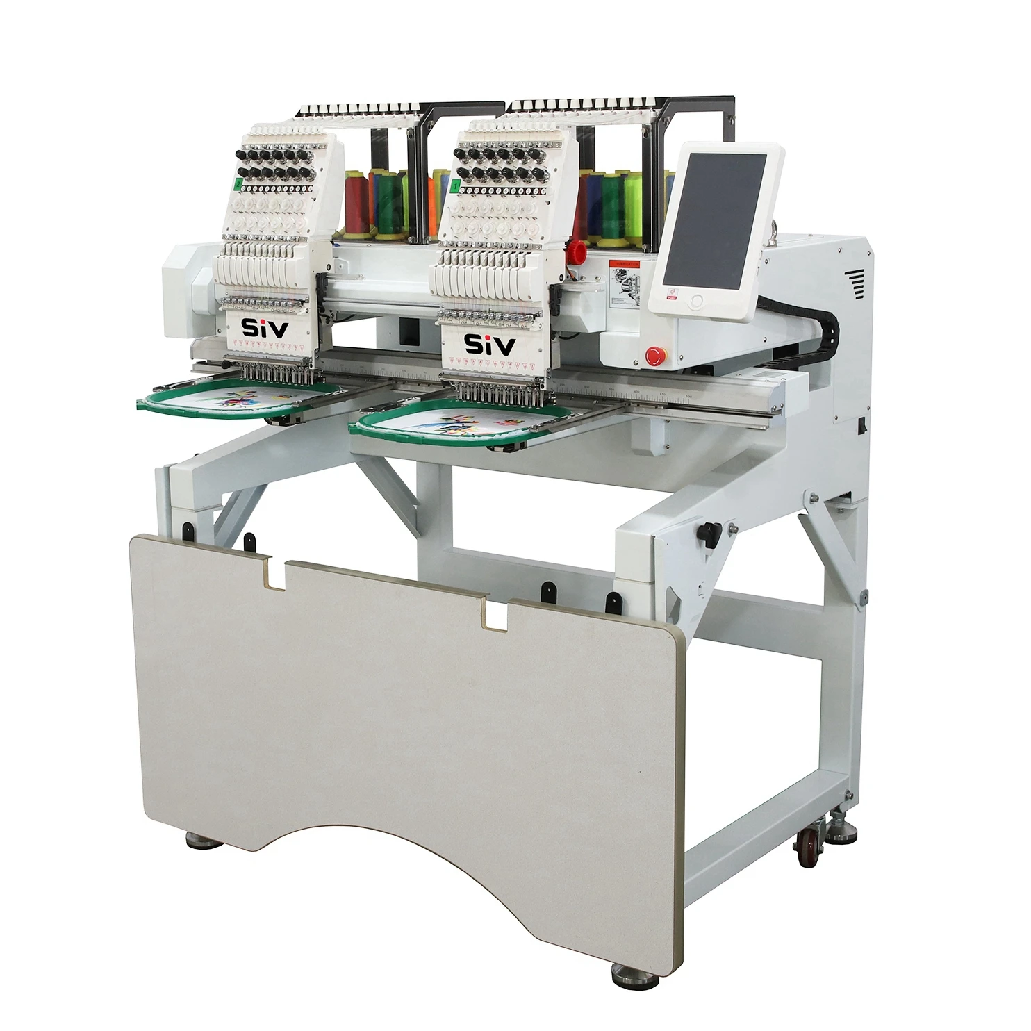 Digital Computer Embroidery Machine High Speed Flat Embroidery Machine Two Heads Flat Embroidery Sewing Machine