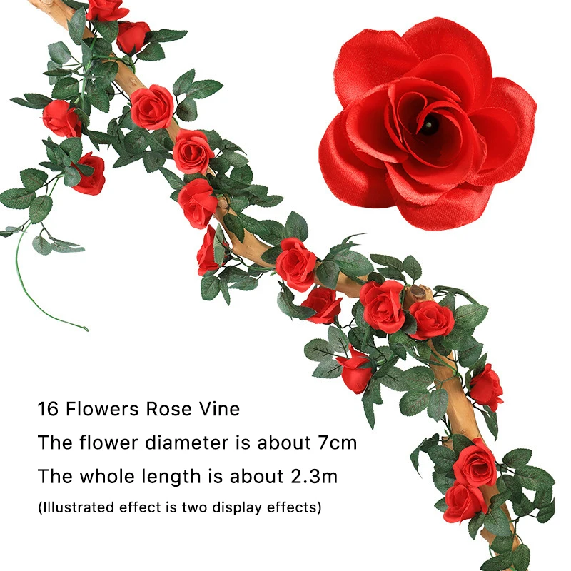 Wholesale cheap close nature plastic silk home outdoor garden wall decorative cherry blossom rose flowers vine artificial plants