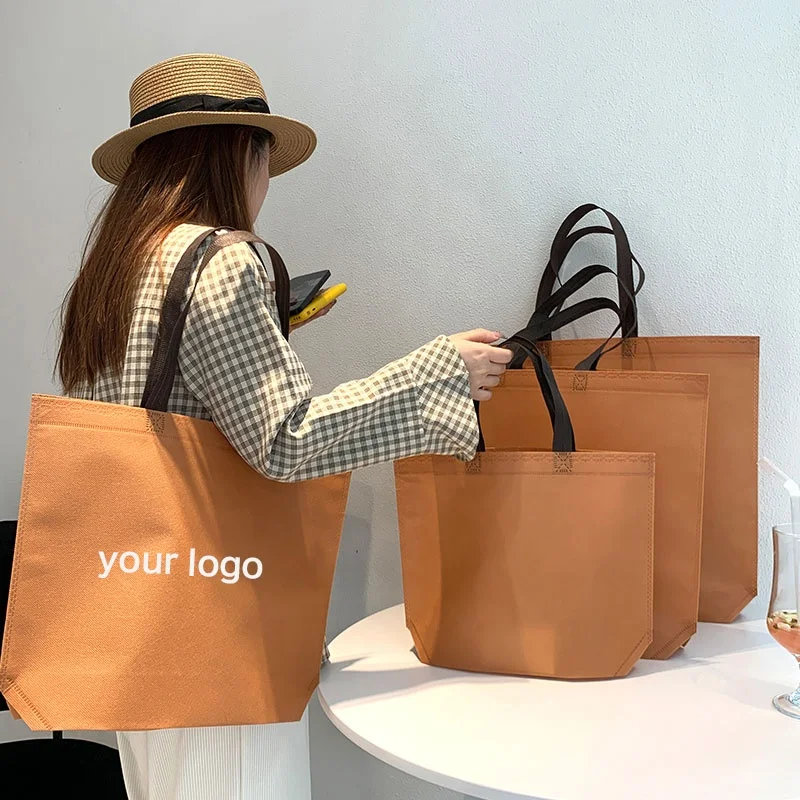 Logo Custom Bag Grocery Wholesale Tote Promotional Shopping Bag Polypropylene Non Woven Bag Laminated PP Screen Printing Red