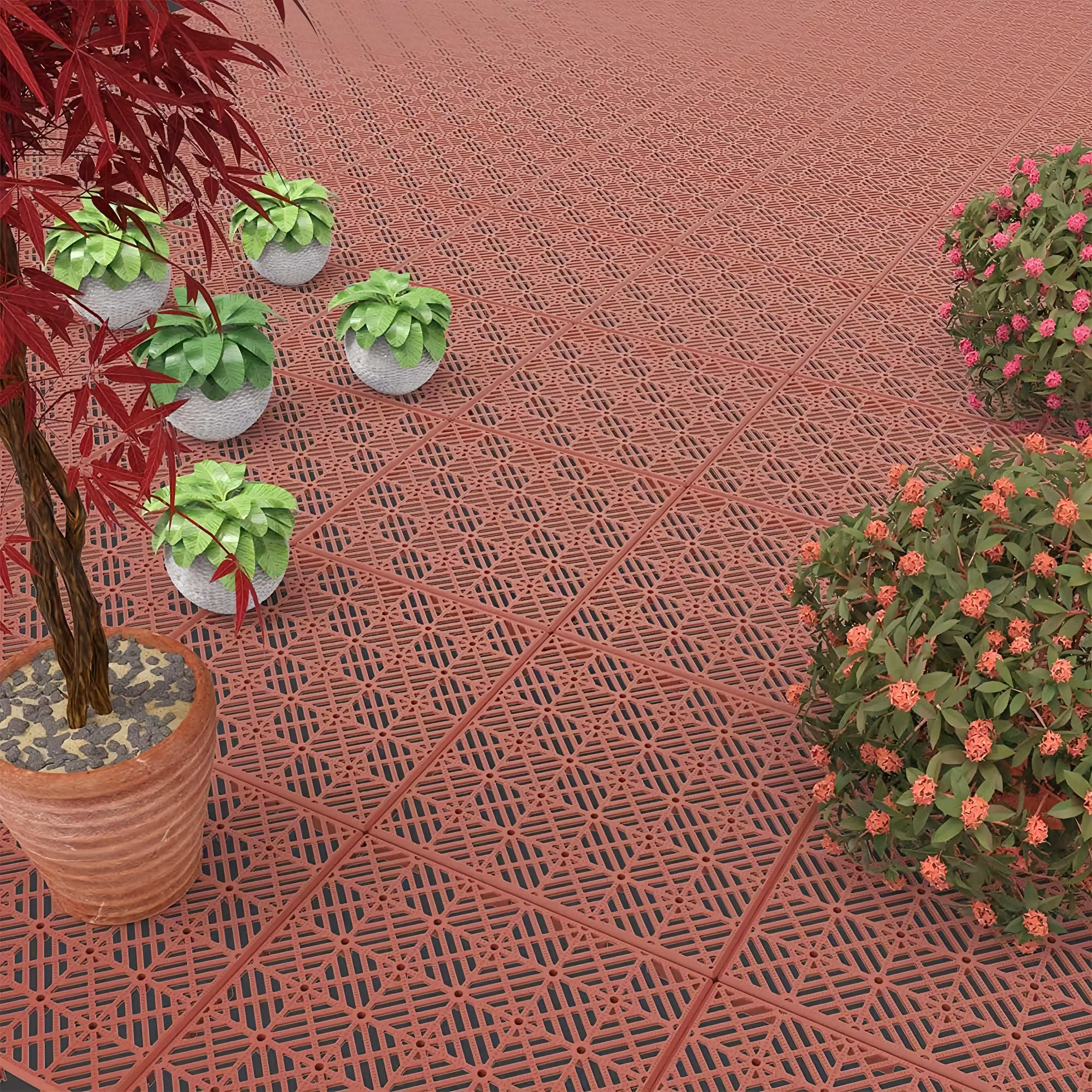 DIY Anti-Slip Interlocking Plastic Tile for Garden Patio Balcony Deck Walkway Outdoor Landscaping Pathway