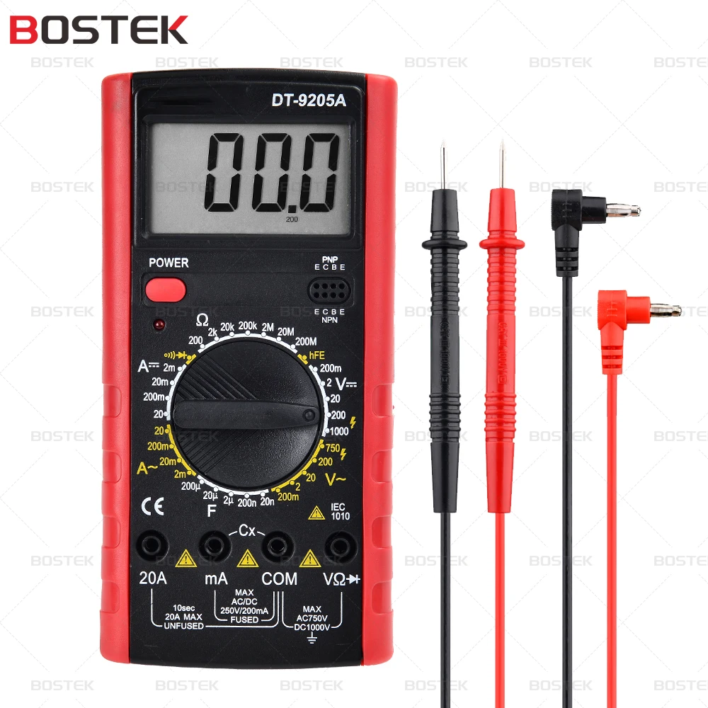 Цифровой мультиметр BOSTEK DT9205A измеритель напряжения постоянного и переменного тока амперметр тестер Гц