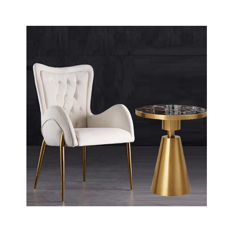 Modern luxury hotel furniture velvet dinning accent chairs with gold
