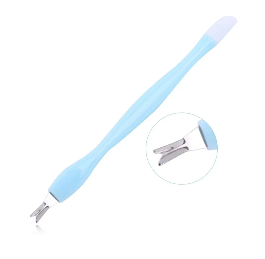 Factory Low-Priced Wholesale Nail Cuticle Pusher Two-in-One Double-Head Dead Skin Fork Embossing Exfoliating Cuticle Remover