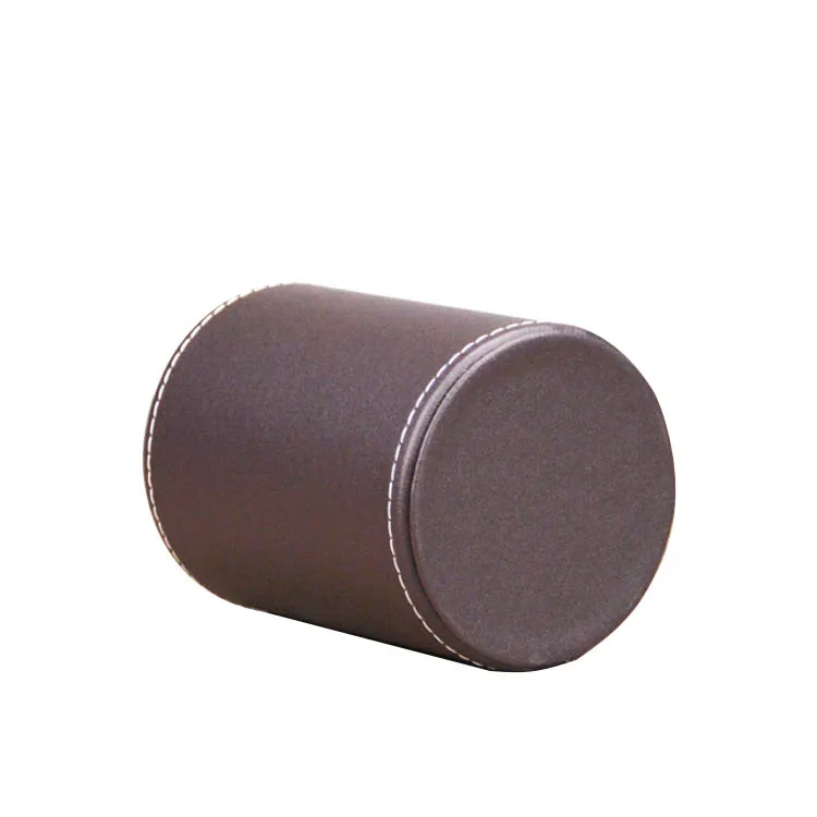 Promotion Kids Black Round Leather Multi-Function Desktop Stationery Organizer Pen Pencil Holder