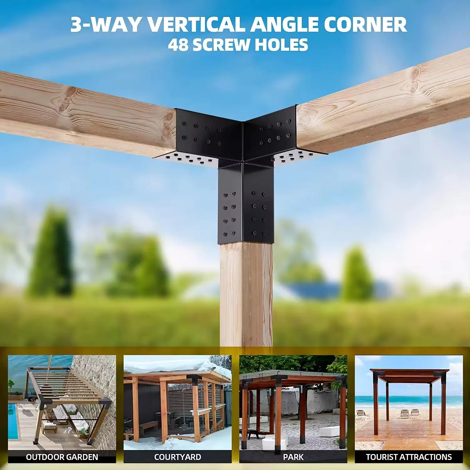Woodwork Pergola Kit Elevated Wood Stand Kit with Steel Brackets Modular Pergola Brackets Boot Shoulder