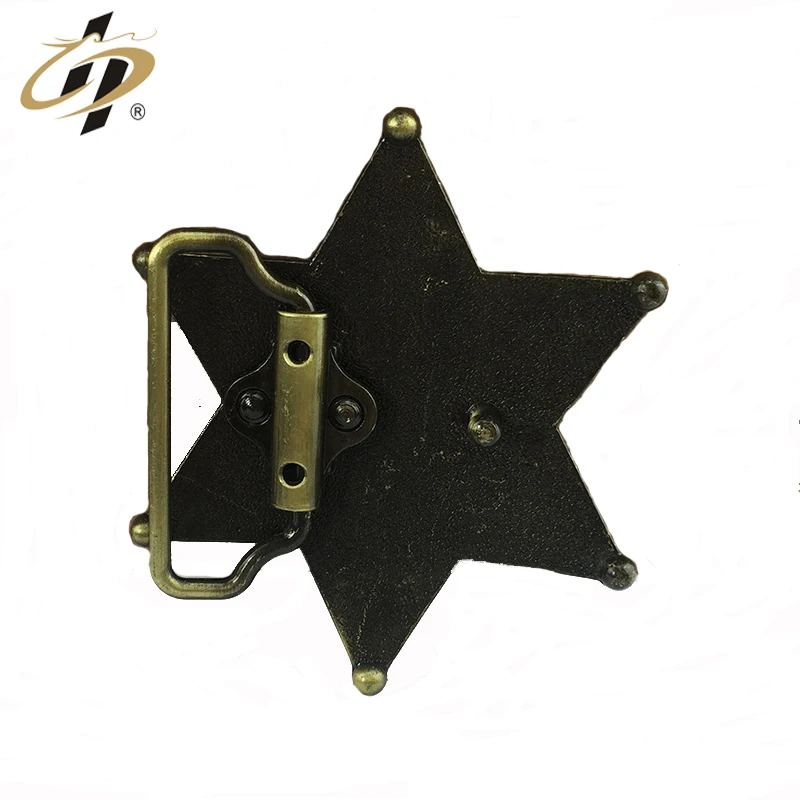 
Factory making custom antique metal star shaped sheriff belt buckle 