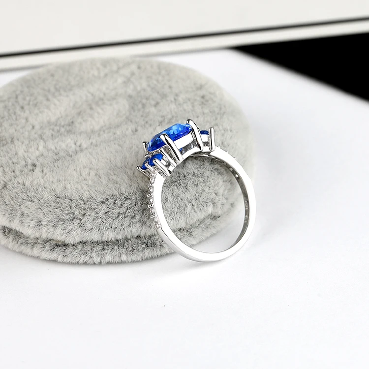 Mascot 925 sterling silver jewelry color cubic zirconia tennis ring sapphire ring women