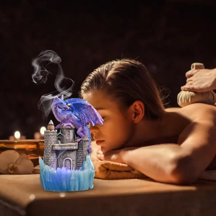 
LED resin craftsmanship exquisite gift packaging dragon backflow incense burner castle to send 10 backflow incense cones 