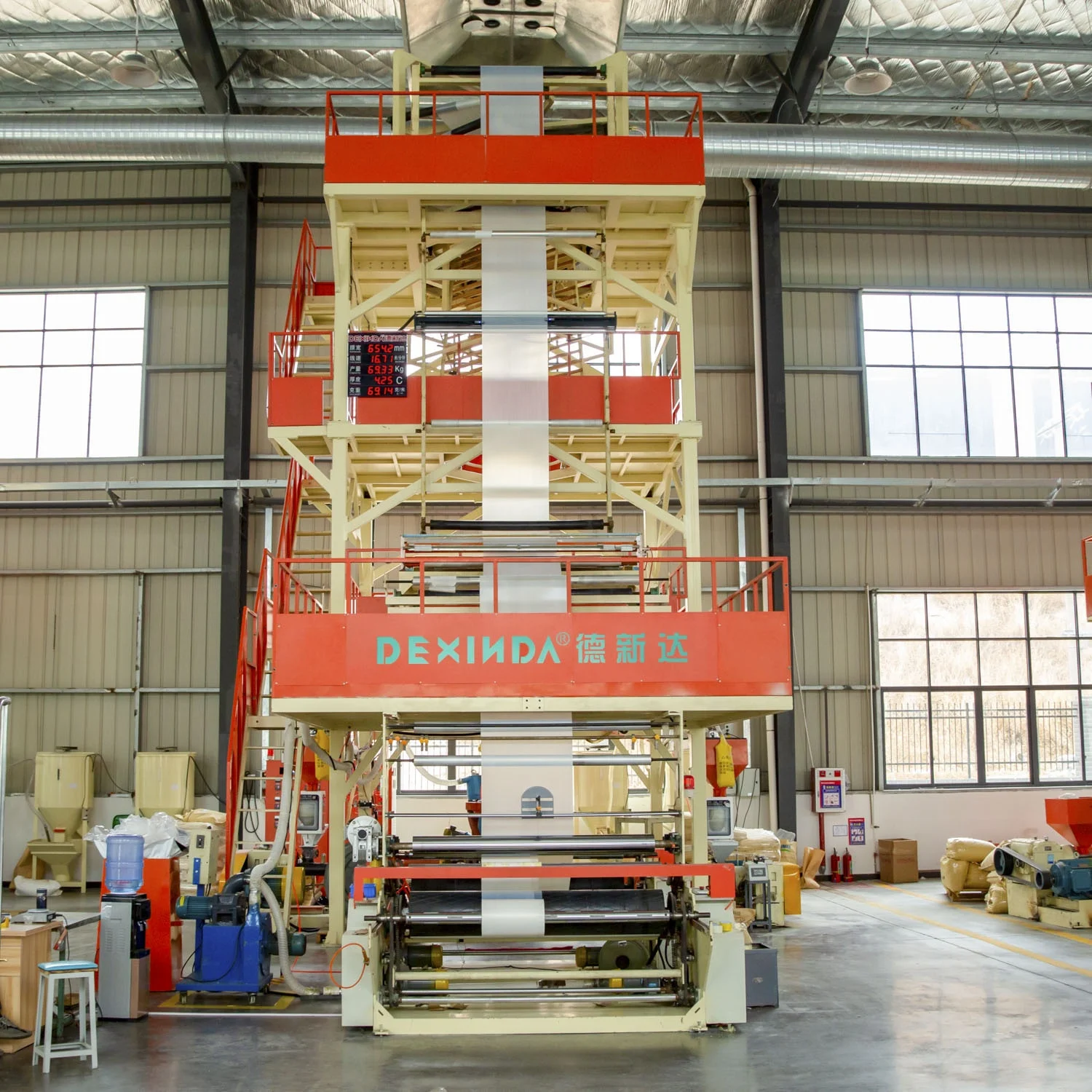 Manufacturing ABC 3 Layer High Output Plastic HDPE LDPE Film Blow Extruder  Machine