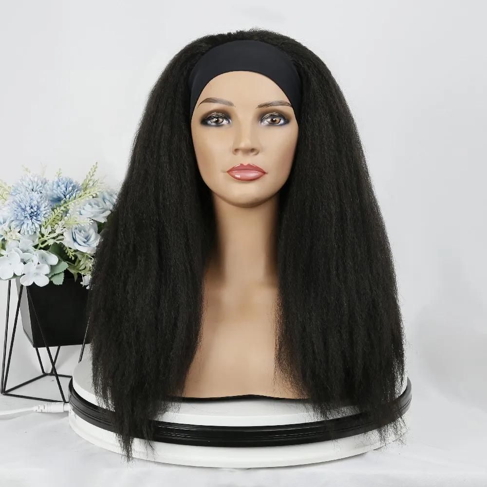 Kinky Curly Wig Headband Wigs 100%High Temperature Fiber Synthetic Hair Kinky Curly Wig  for Black Women