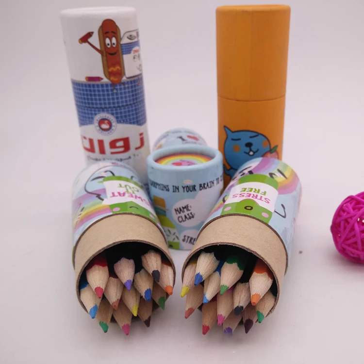 Wholesale custom student wooden color lead 2.8mm hexagonal drawing color pencil with color box packaging