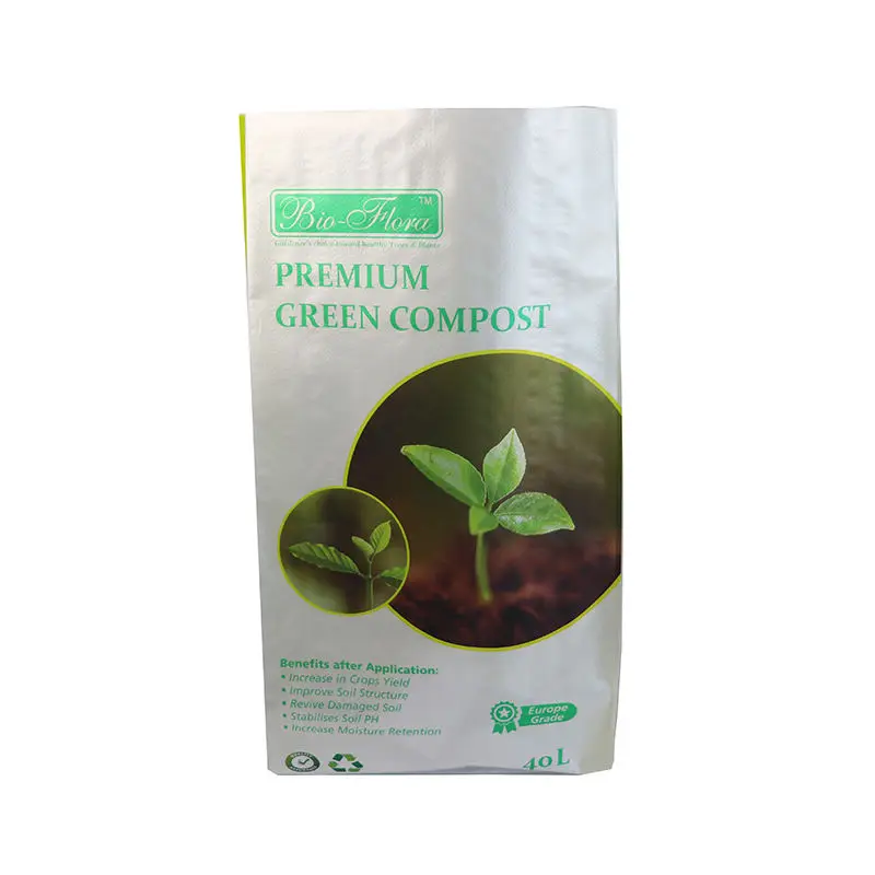 Custom 10kg 15kg 20kg 25kg 50kg Agricultural bopp laminated pp woven 40lb fertilizer sack soil green compost polypropylene bag