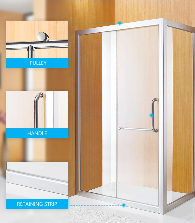 Aluminum Profile Handle Frame Deluxe Transparent Tempered Glass Door Shower Rooms Bathroom Shower Glass Door Header Kits Room