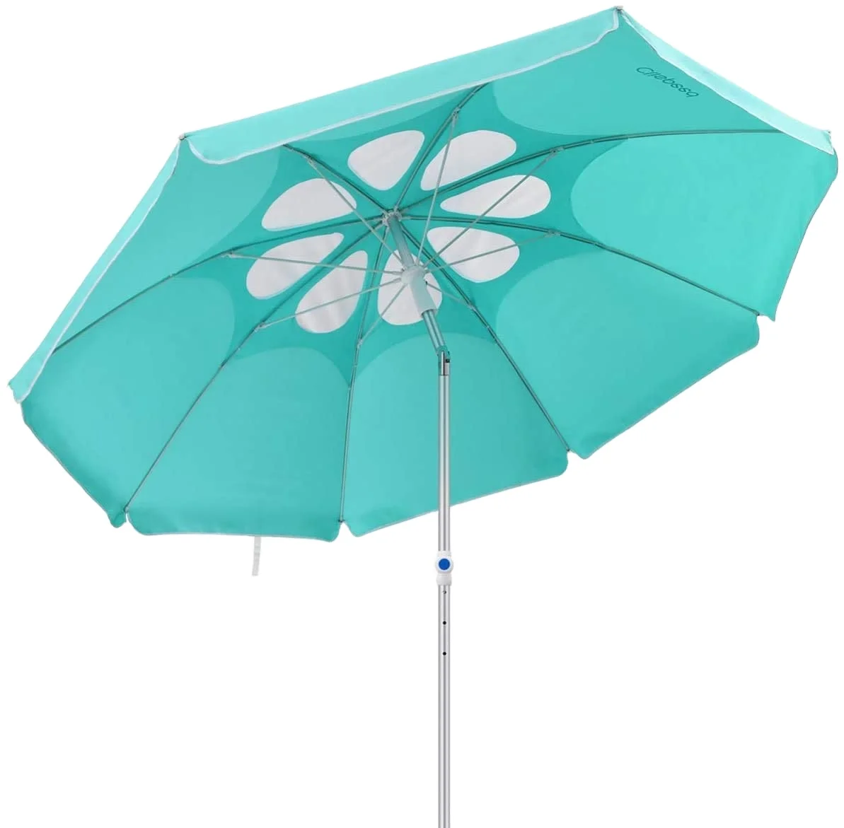 9ft Patio Outdoor with Push Button Tilt and Crank 8 Sturdy Ribs for Beach Pool Aluminum Umbrella