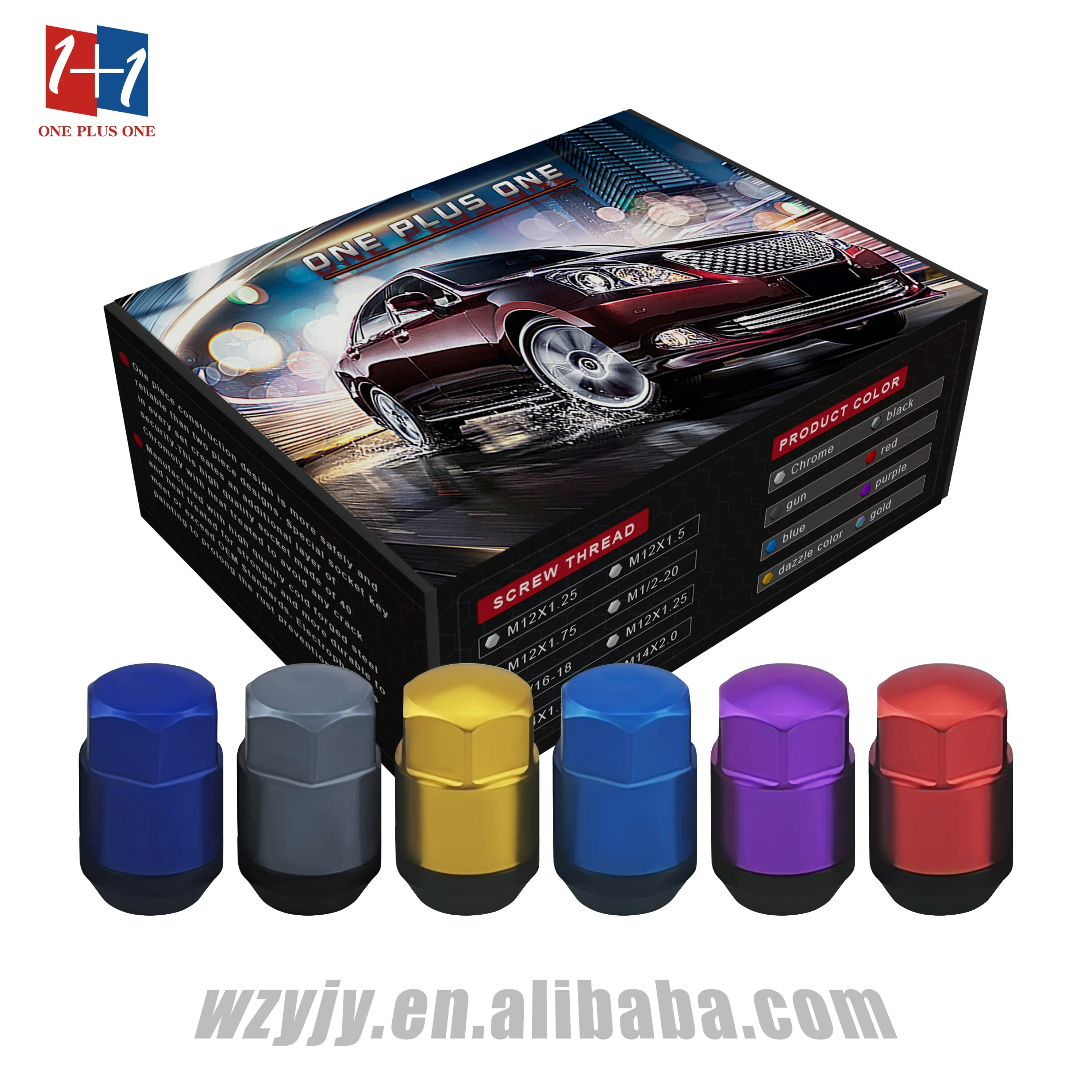 YJY GZ590 HEX19  35 MM M12X1.5  Two-in-one hub nut  Tires Colorful Racing Car Wheel  Nuts