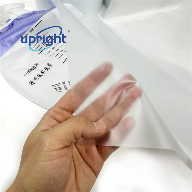 Upright 120 micron thick 305 mm width frosted soft pvc sheet for urine bag