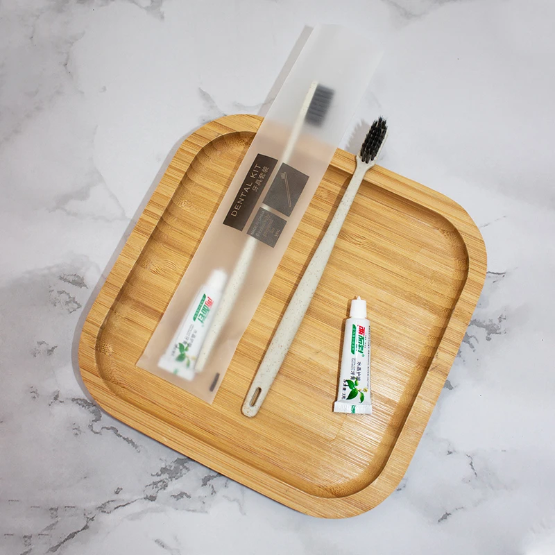 Eco friendly hotel tooth brush wheat straw handle material disposable toothbrush