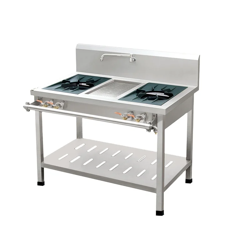 Коммерческий китайский оптовый корейский газовый вок с 3 горелками для приготовления пищи нижней полкой