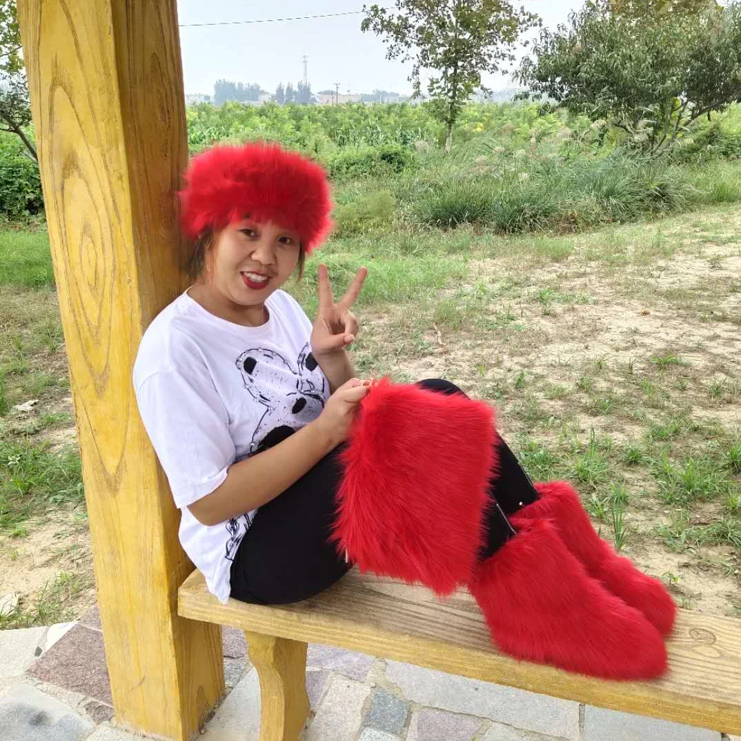 Новое поступление, Лидер продаж, красочные женские и детские высокие зимние сапоги до бедра, теплые сапоги из искусственного лисьего меха