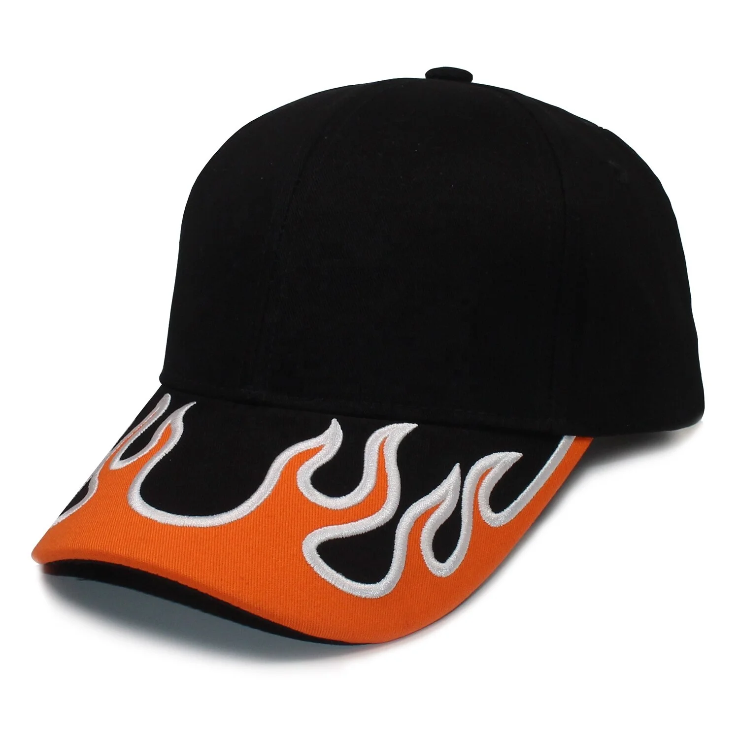 Wholesale Custom Logo Structured Cotton Baseball Cap Flame Design 6 Panel Embroidery Gorras Sports Dad Hat