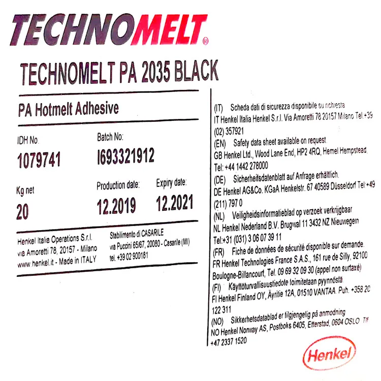 Factory price HENKEL  TECHNOMELT PA2035 black Low pressure injection hot melt adhesive