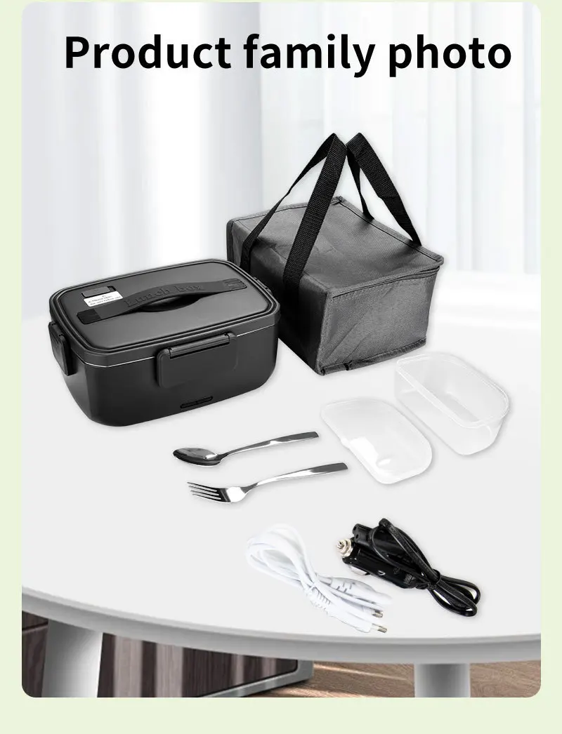 90W Electric 2L Lunch Box Portable Food Warmer Heated 304ss Bento Boxes for Car Home Food Heating 110V /220V Metal container