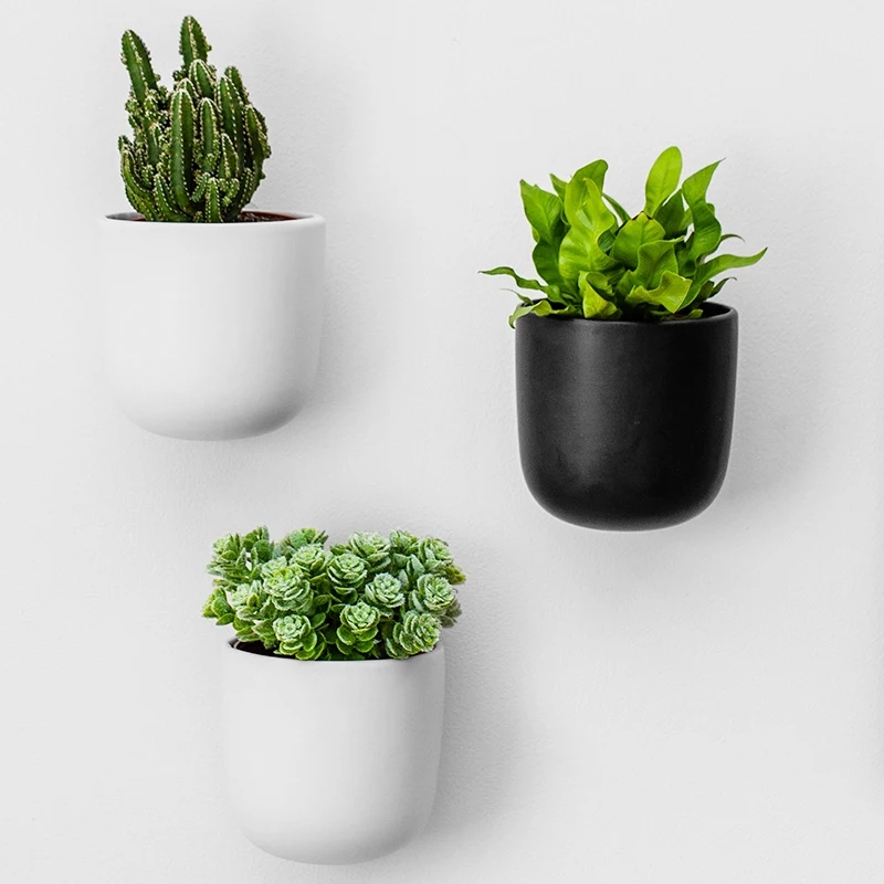Easy Mounting Wall Planter Elegant Design Wall Decoration for Indoors Balcony and Garden Ceramic Hanging Plant Pots